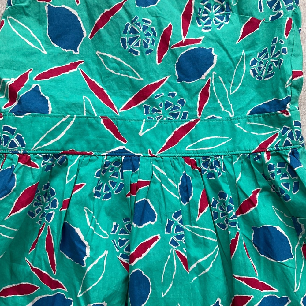 Crewcuts Girls Teal Abstract Floral Cotton Cross Back Sun Dress S 14 NWT Summer - Picture 3 of 11